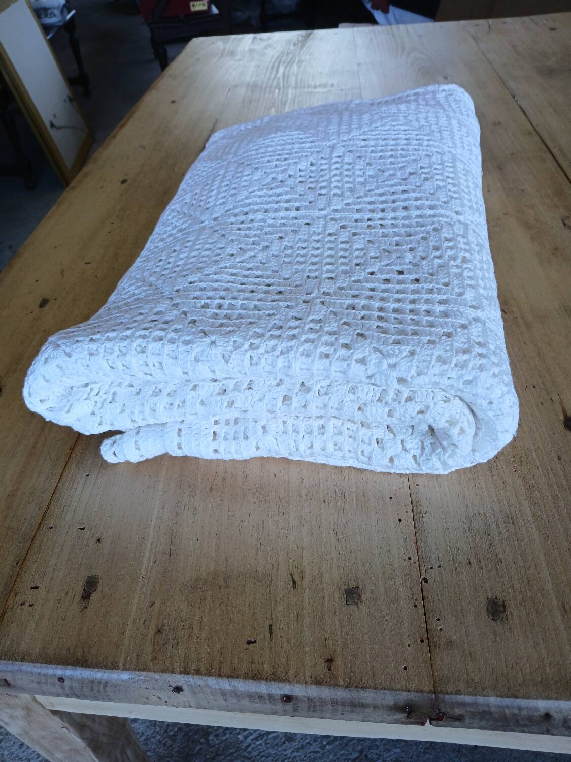 Handmade crochet antique bedspread