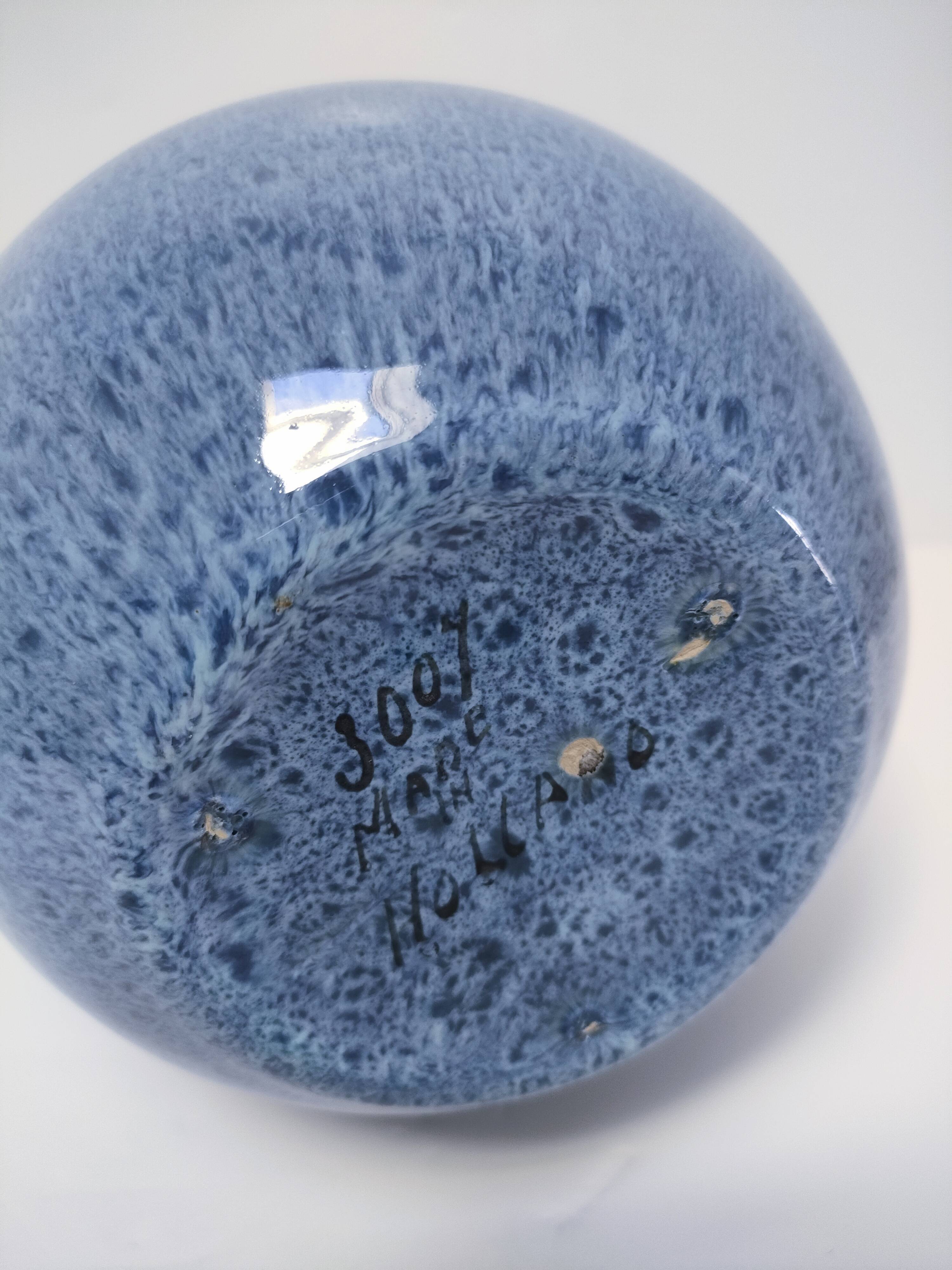 Blue design glazed ceramic vase Holland 90s