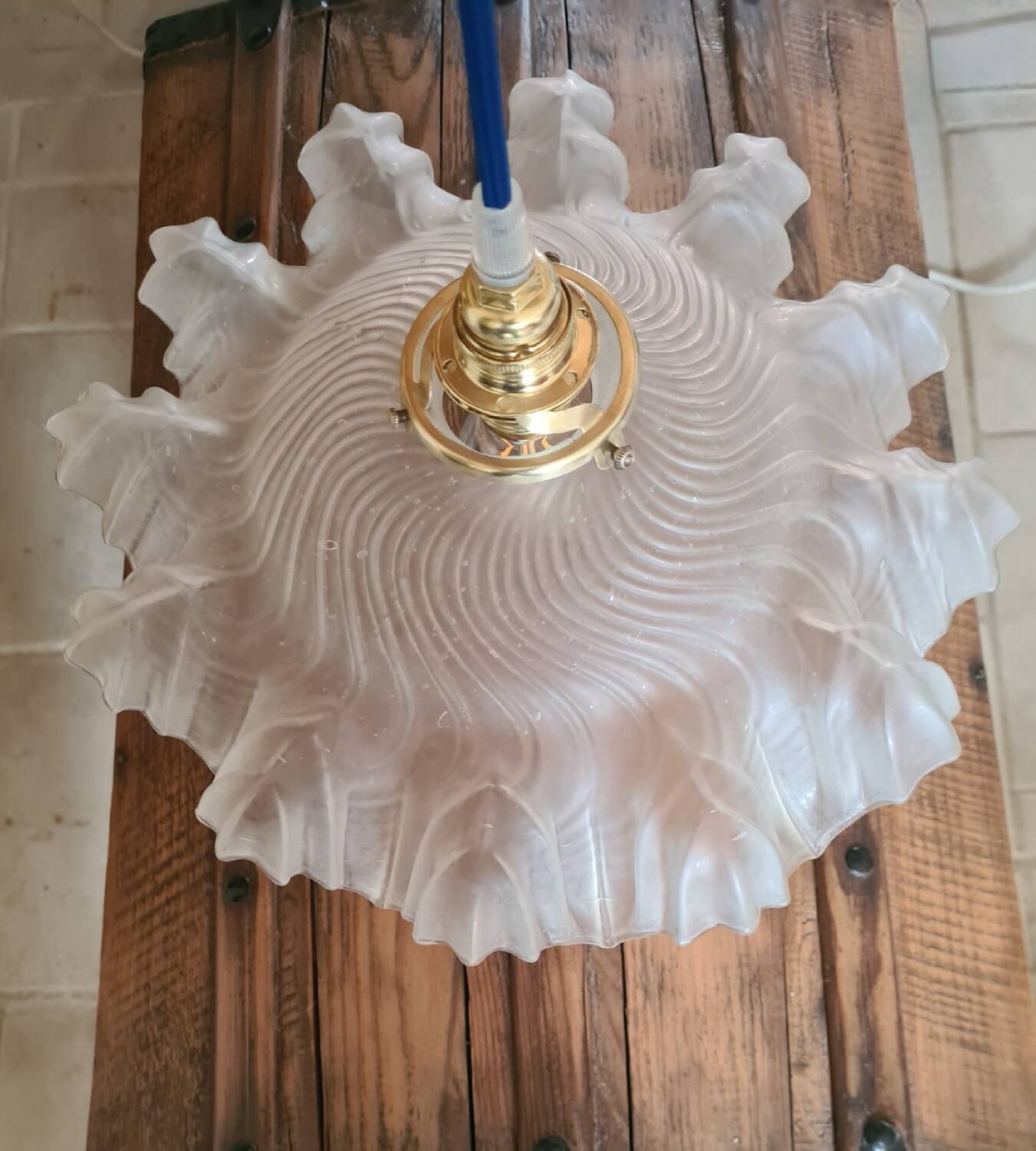 Vintage frosted glass lampshade pendant light