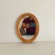 Miroir ovale italien vintage en bois doré