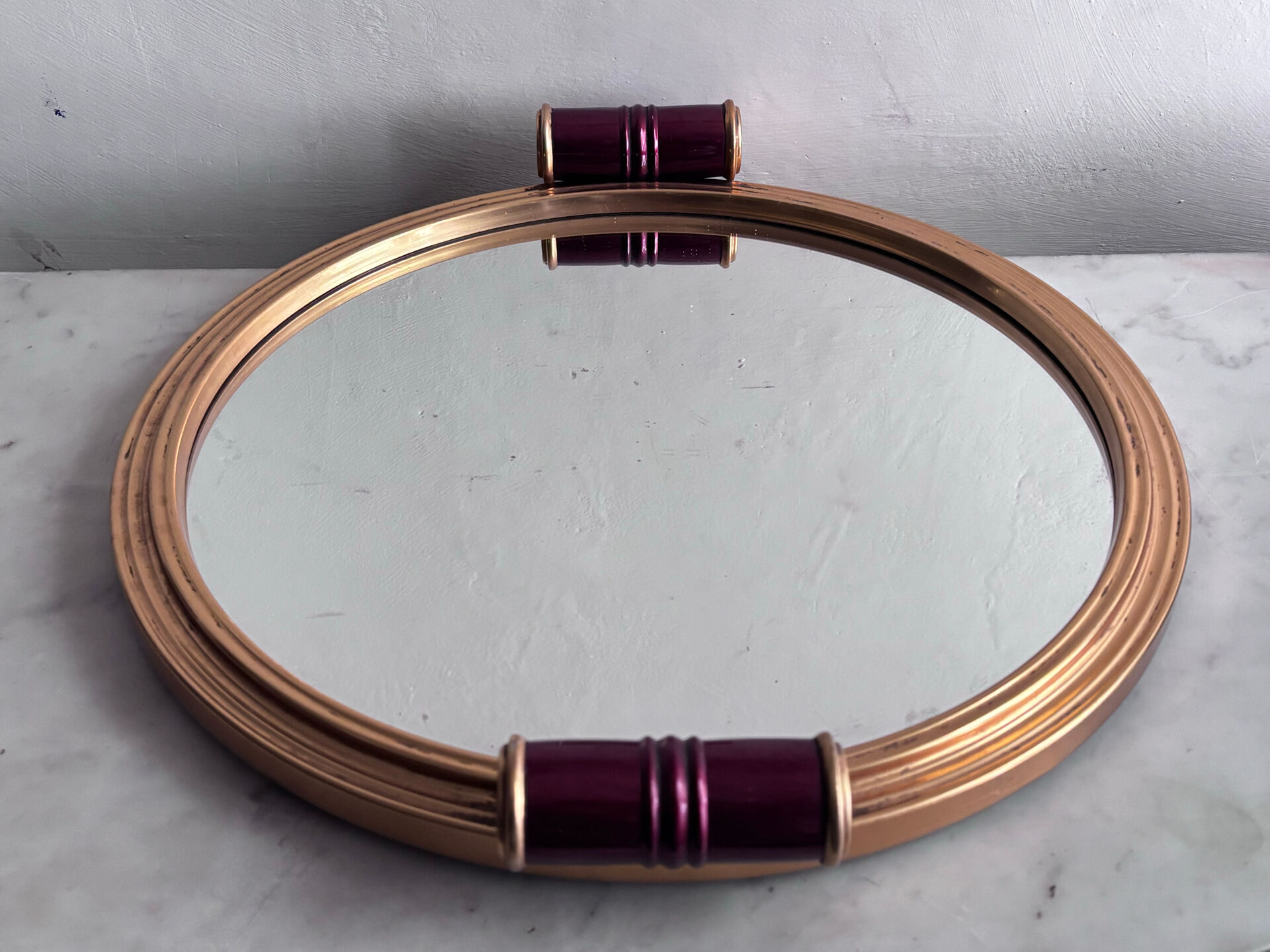 Vintage 50s/60s mirrored bar tray, gold metal.