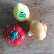 salière poivrier en barbotine tomate oignon citron