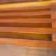 Vintage brutalist bench in solid teak with slats – 1970s