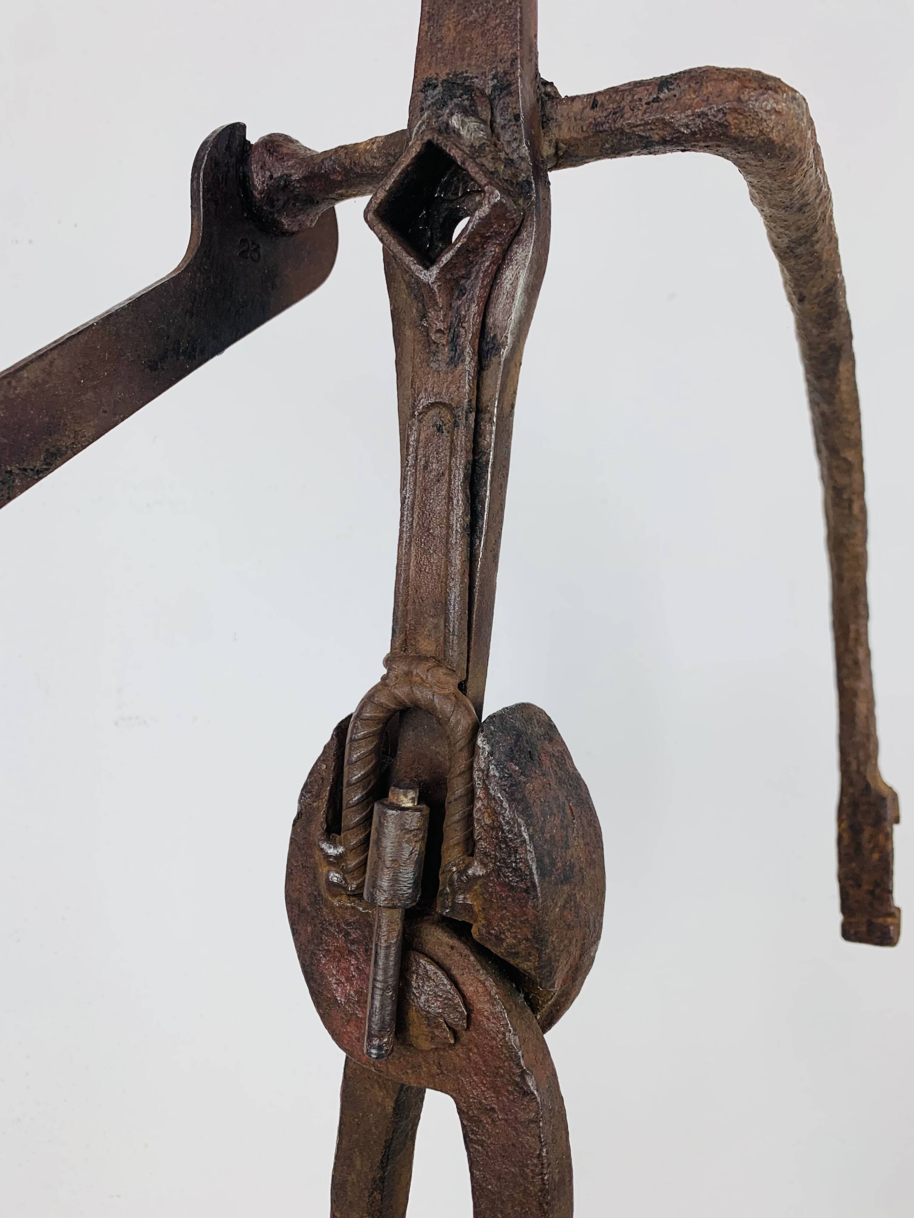Brutalist sculpture in wrought iron, folk art