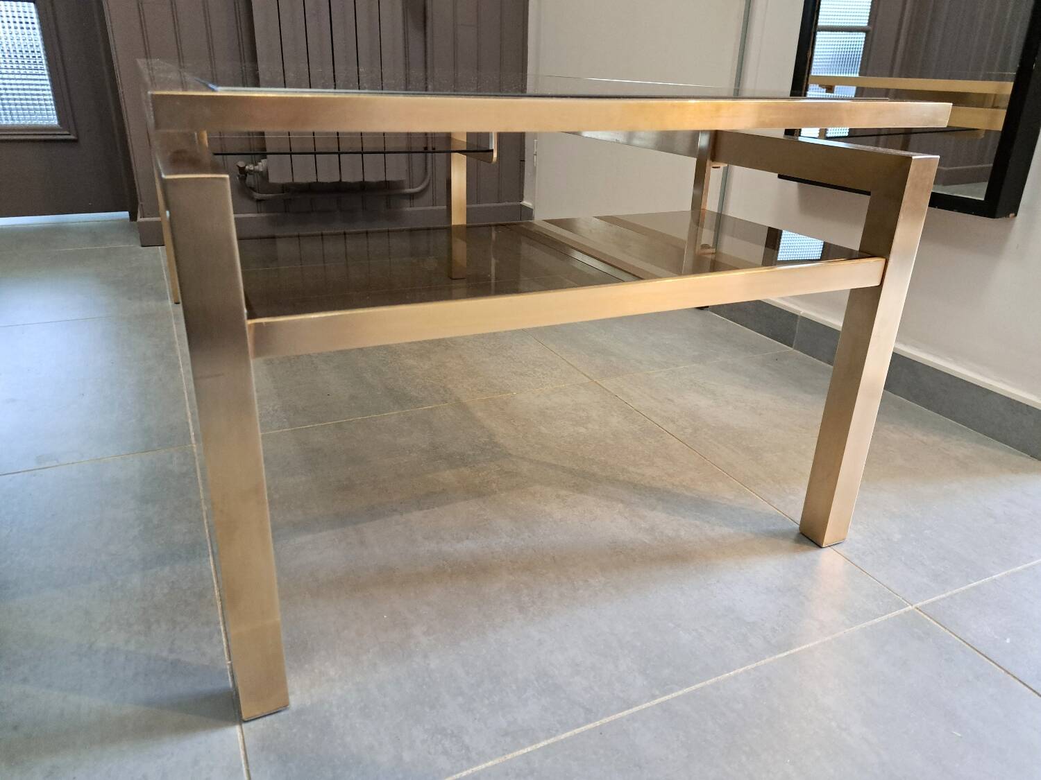 Guy Lefevre brass and glass coffee table