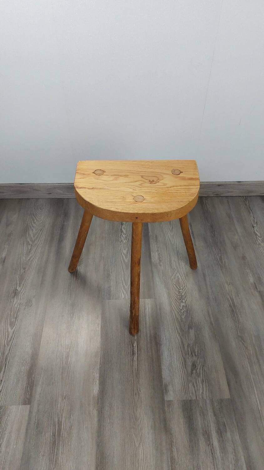 Raw wood tripod stool