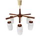 Scandinavian six-arm chandelier made of teak wood, Denmark, 1970s.