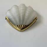 Vintage wall lamp, brass and sandblasted glass, France 1960