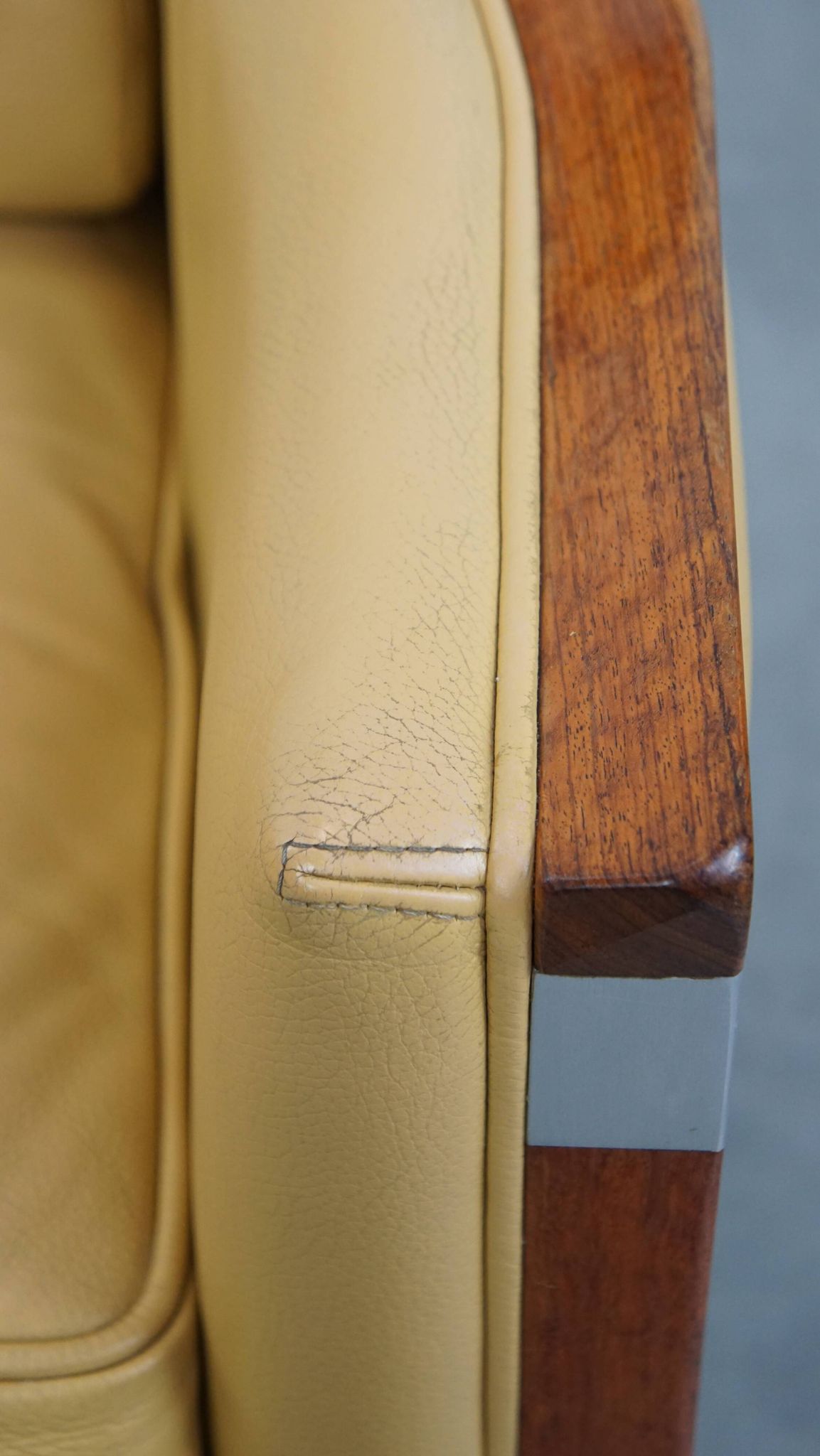 Art Deco armchair in yellow leather with high back