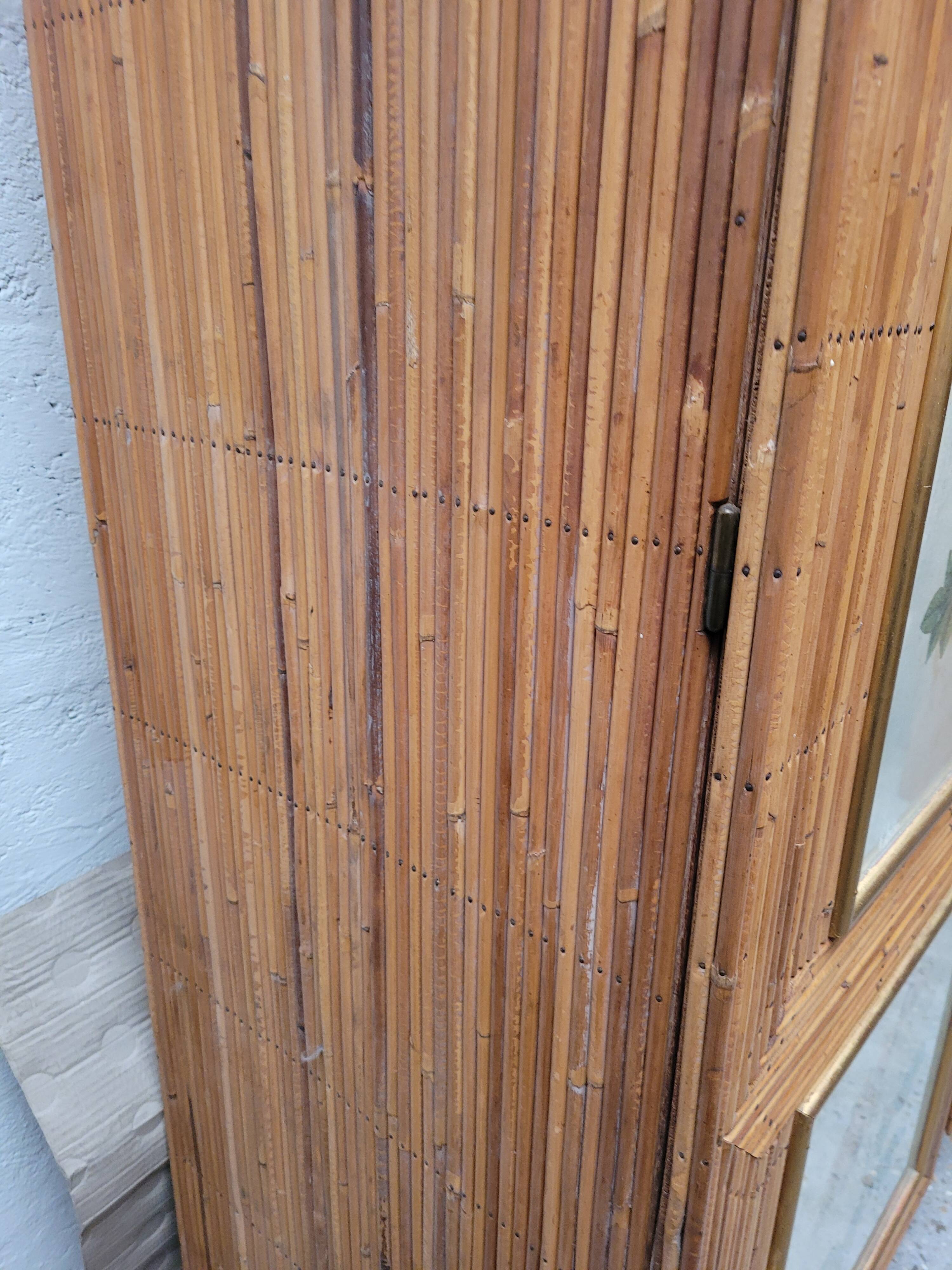 Vintage 1960s split bamboo and rattan wardrobe