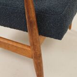 Scandinavian armchair in navy blue bouclé design by H. Lis