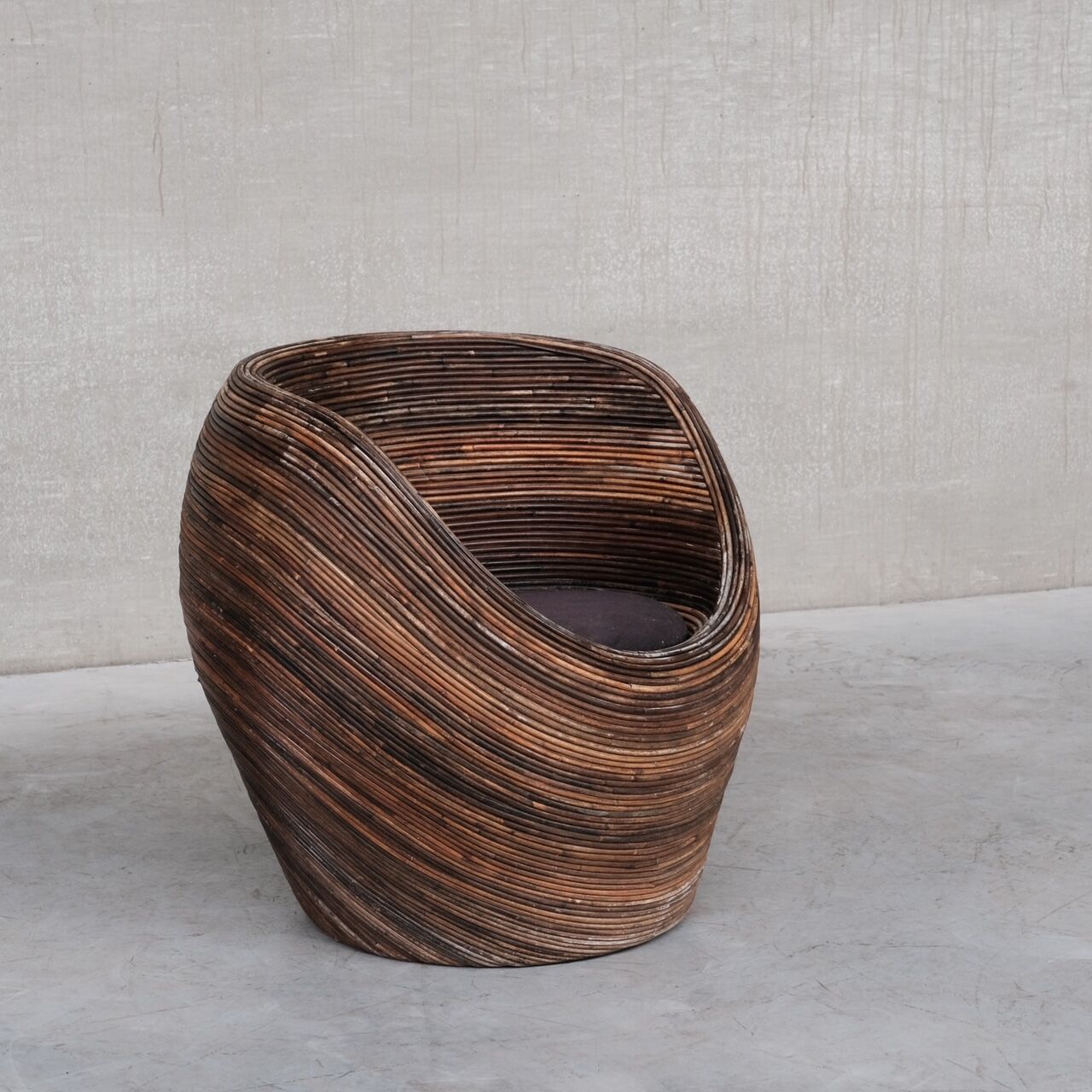 Mid-Century Italian Reed Lounge Chair