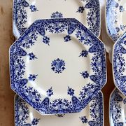 6 assiettes plates terre de fer Longchamp modèle Rouen XIXe siècle