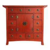 Meuble de rangement style chinois rouge en bois