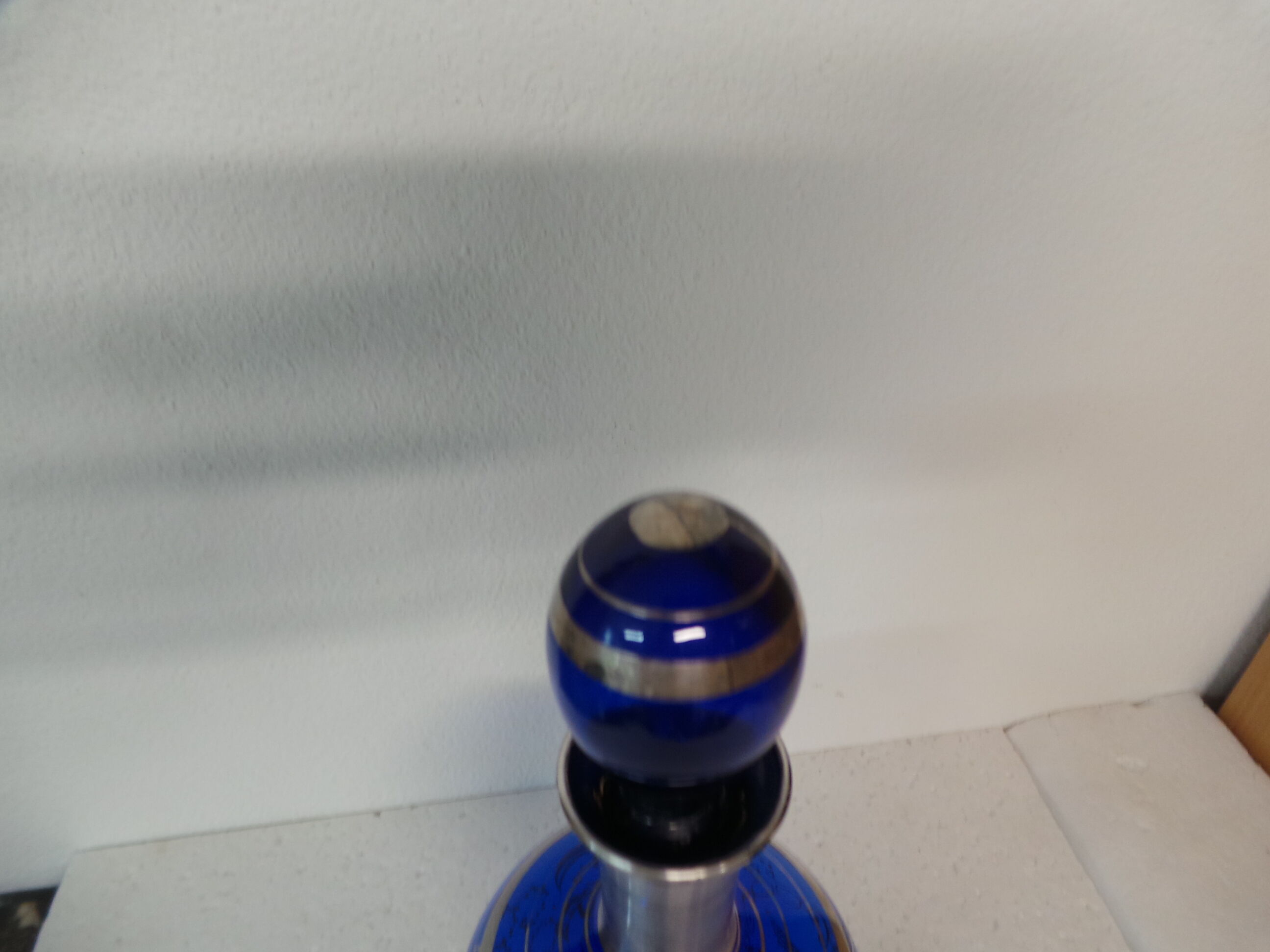 Blue crystal carafe with silver