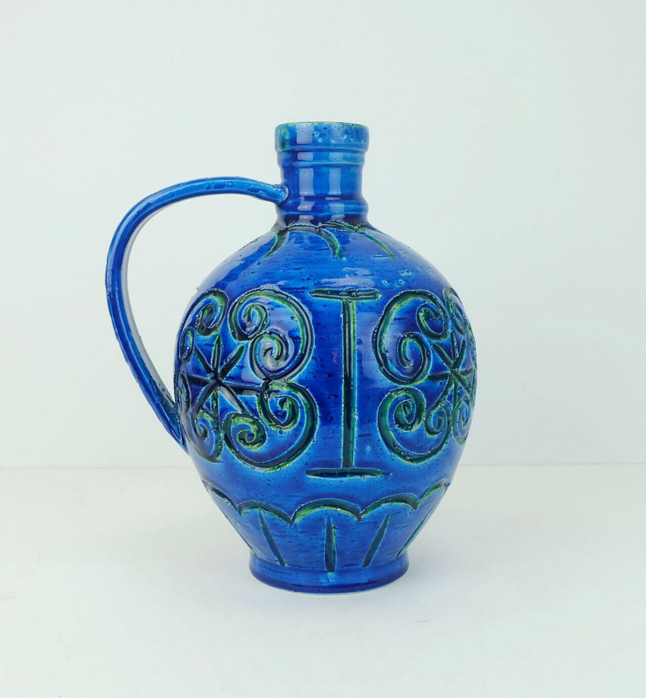 large italian mid century italica ars jug VASE jug rimini blue glaze