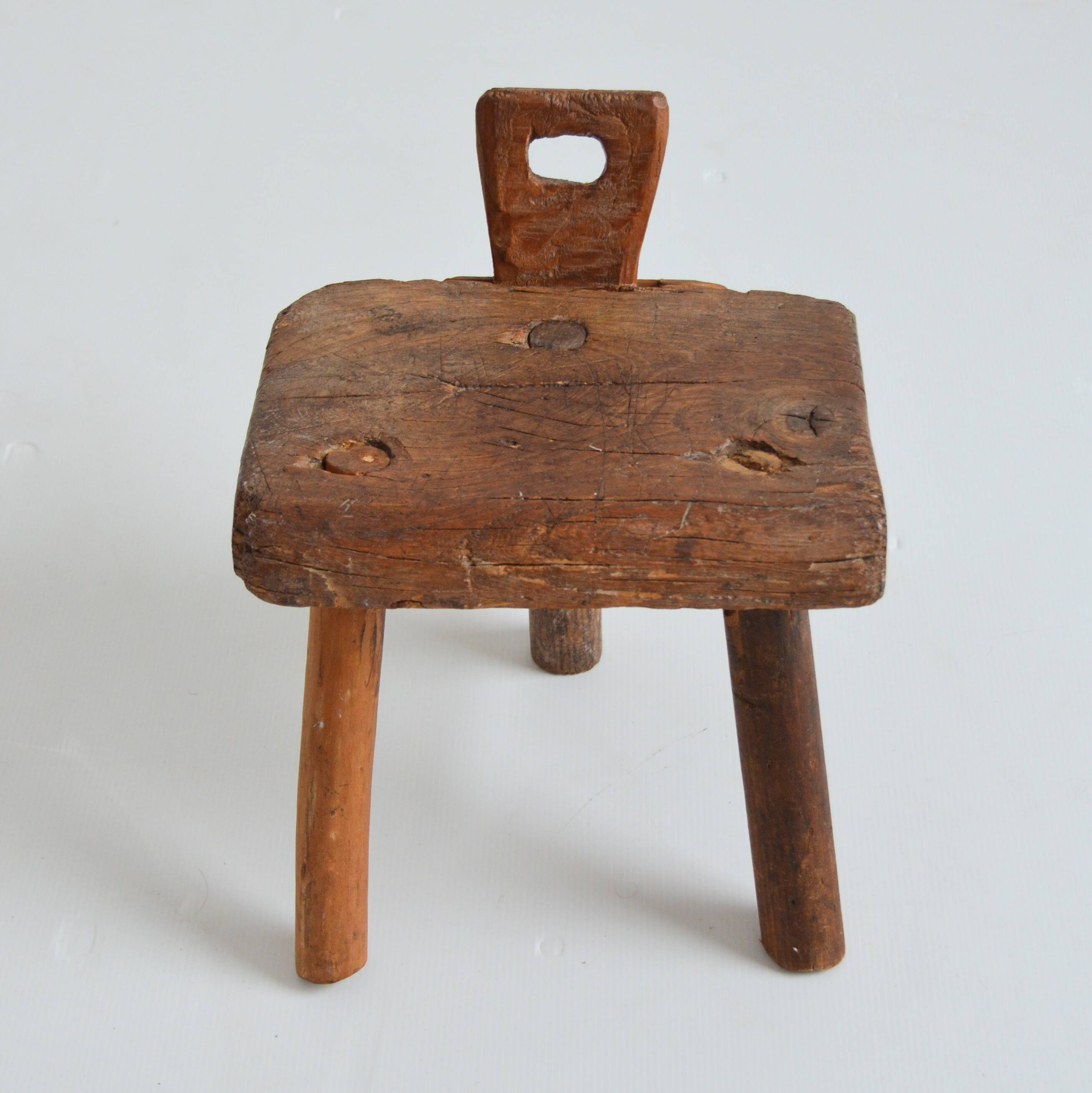 Antique 19th century Brutalist milking stool