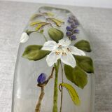 Acid-etched enamel vase with floral decoration