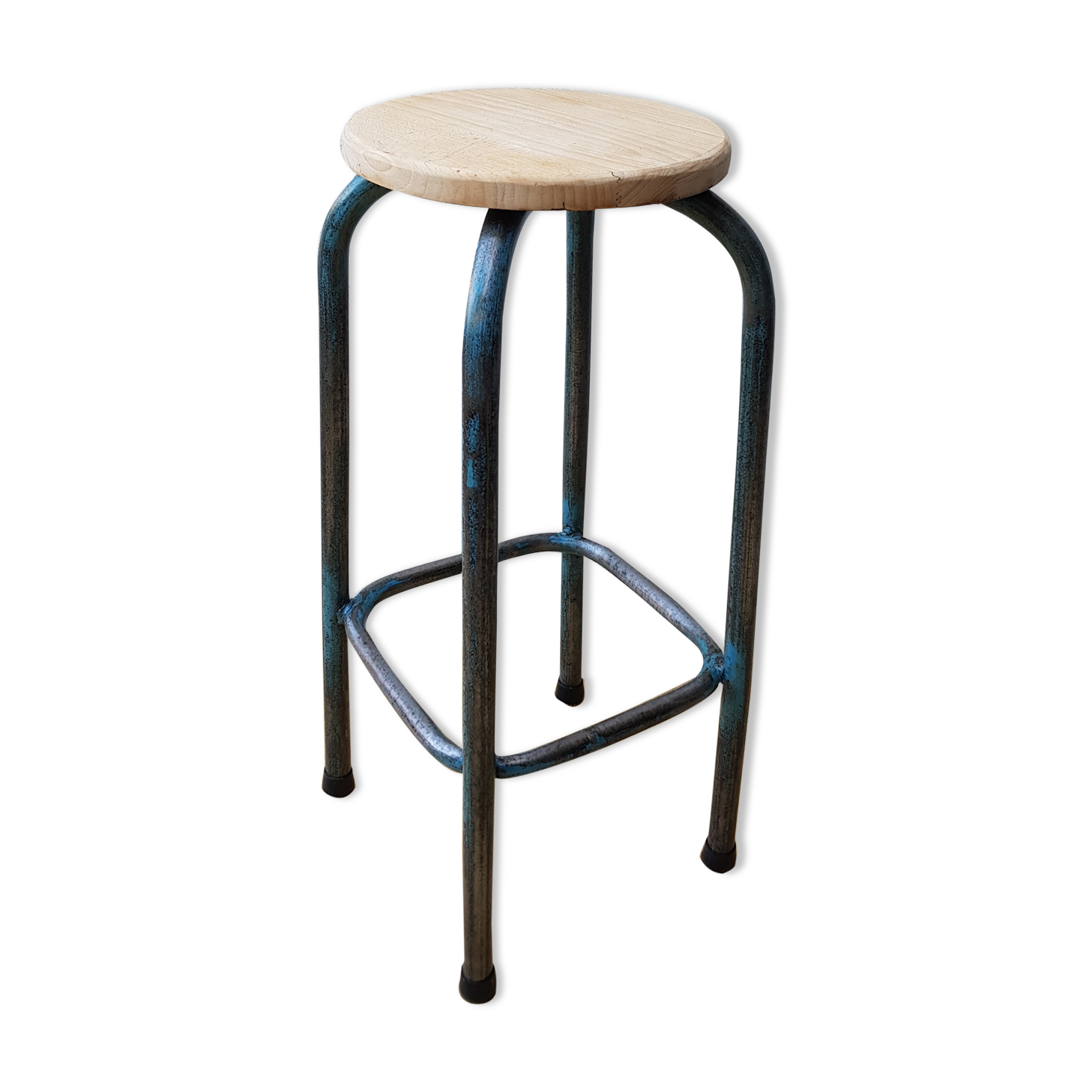 High wood and metal stool