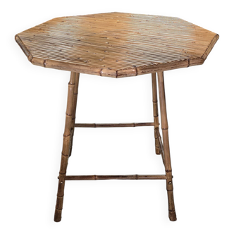 Table en bambou octogonale – Cogolin, années 1980