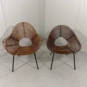 Rattan easy chairs by Rohé Noordwolde, Netherlands 1950-60’s