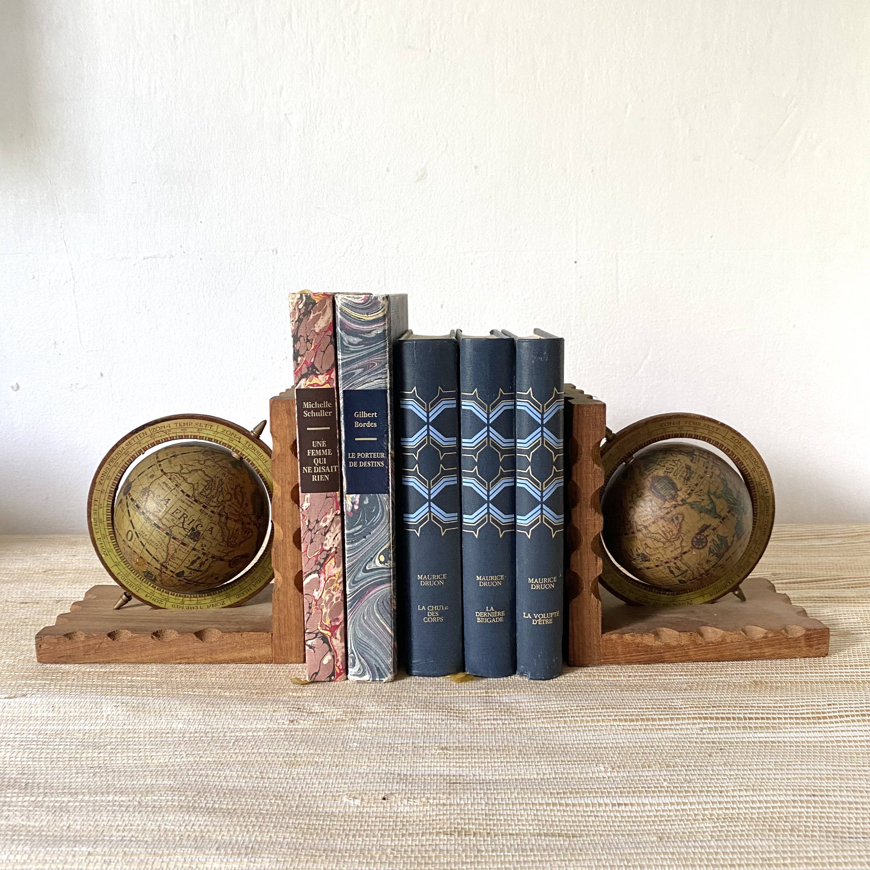 Vintage globe bookends