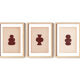 The 3 muses - set of 3 paintings on paper - terracotta - signed Eawy