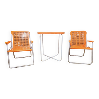 Ensemble fauteuils et table 1970 vintage
