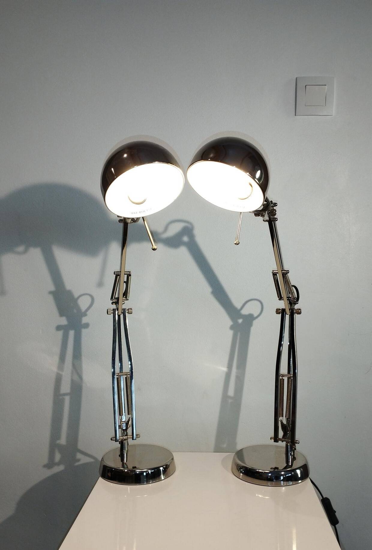 Pair of articulated lamps vintage 1980s industrial design