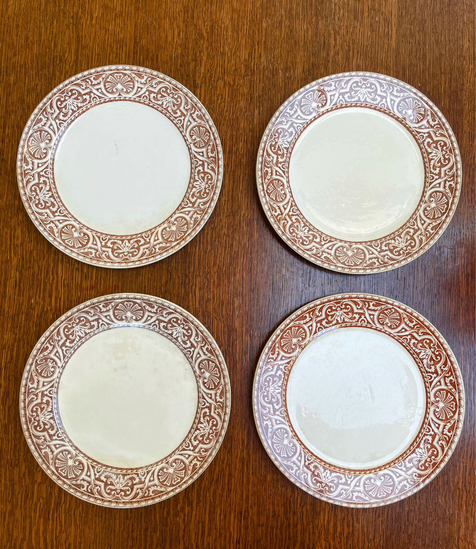 Set of 4 dessert plates Creil & Montereau – Labrador model