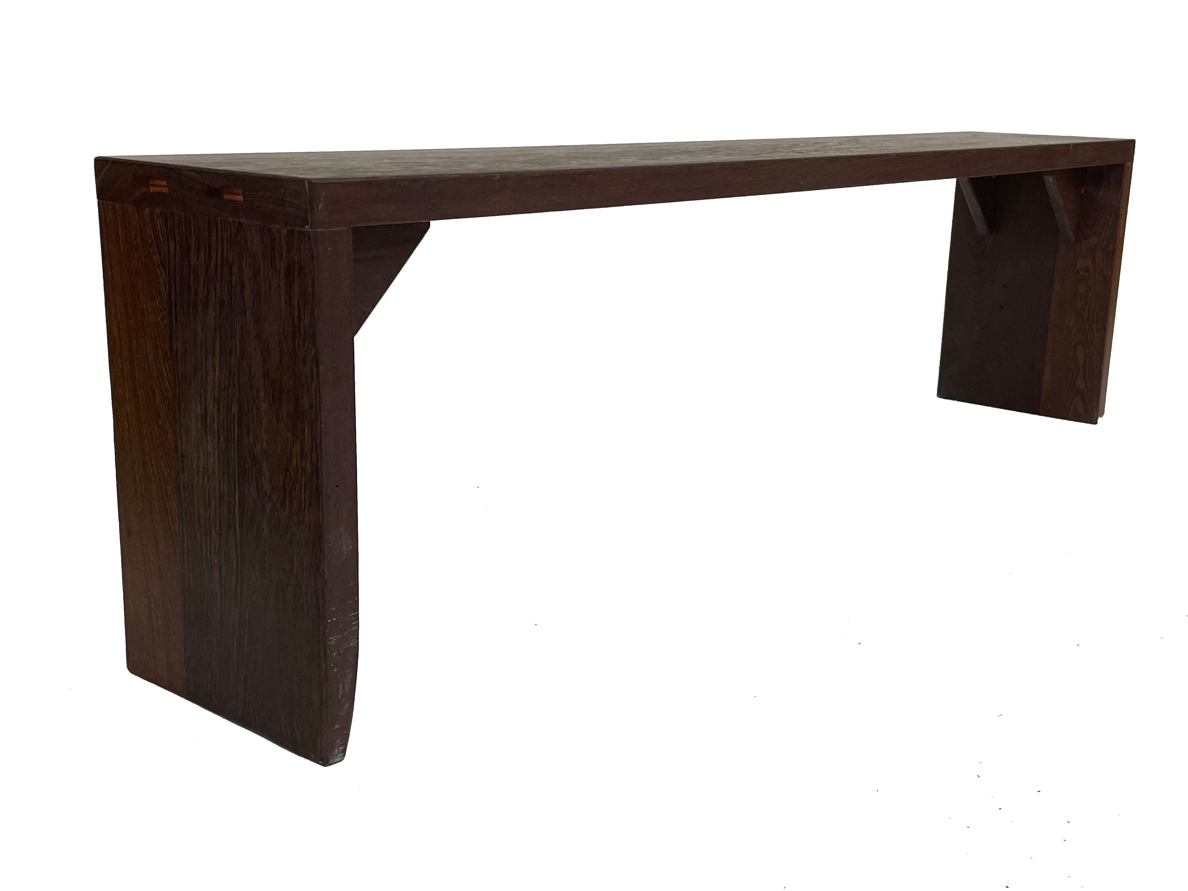 Minimalist vintage sofa design in wengé wood small solid bench