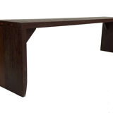 Minimalist vintage sofa design in wengé wood small solid bench