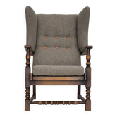 1960s, Scandinavian design, reupholstered high-back armchair, furniture wool, oak wood.