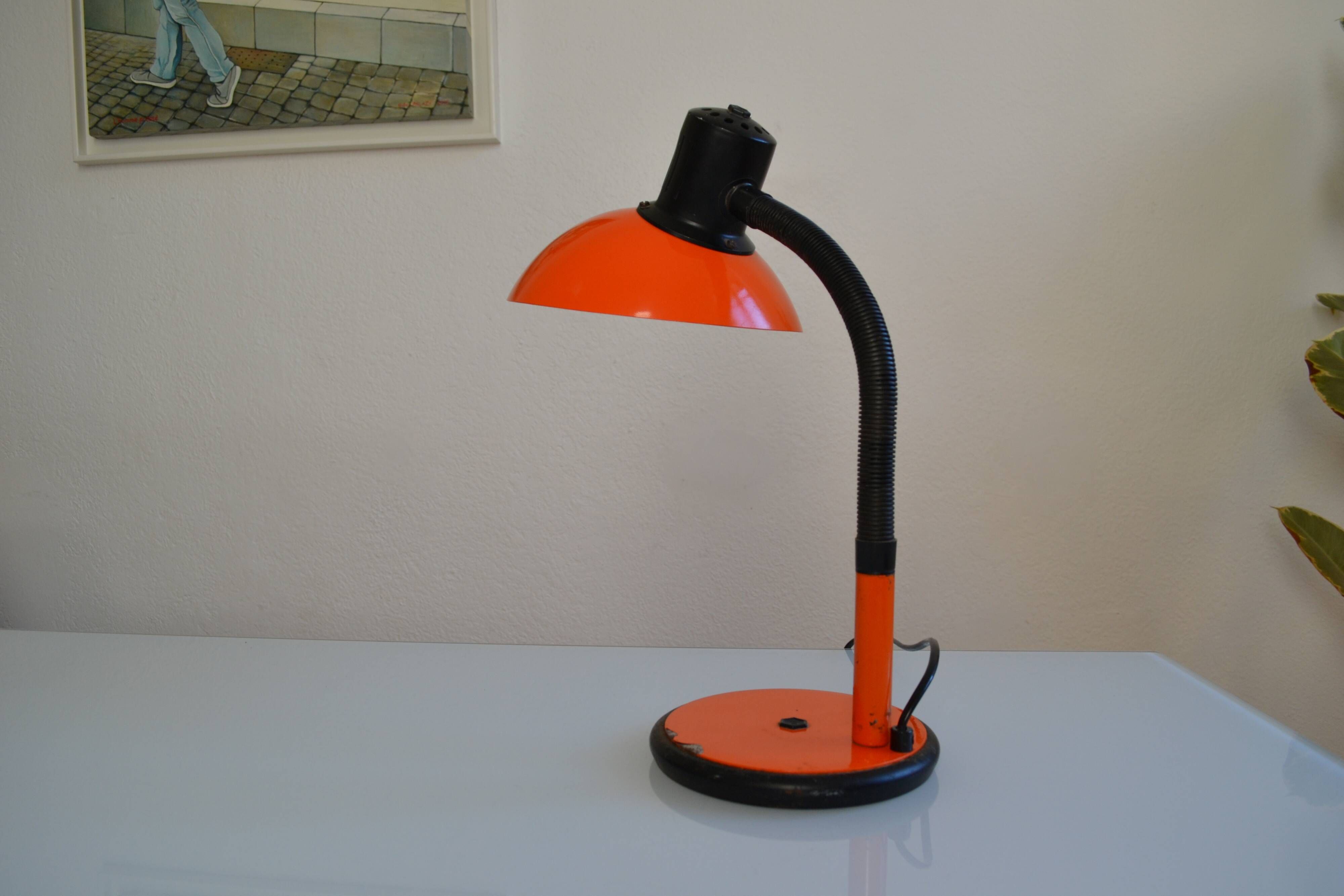 Vintage Aluminor France orange lamp from the 70s 1970