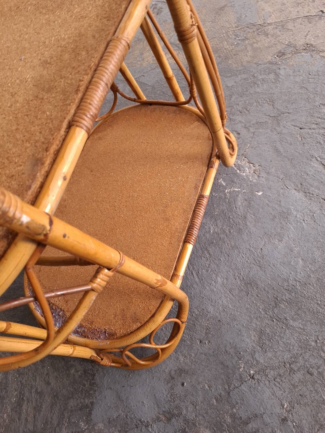 Vintage rattan serving trolley