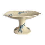Large compote dish Gien in blue ironstone, "Birds" service around 1870.