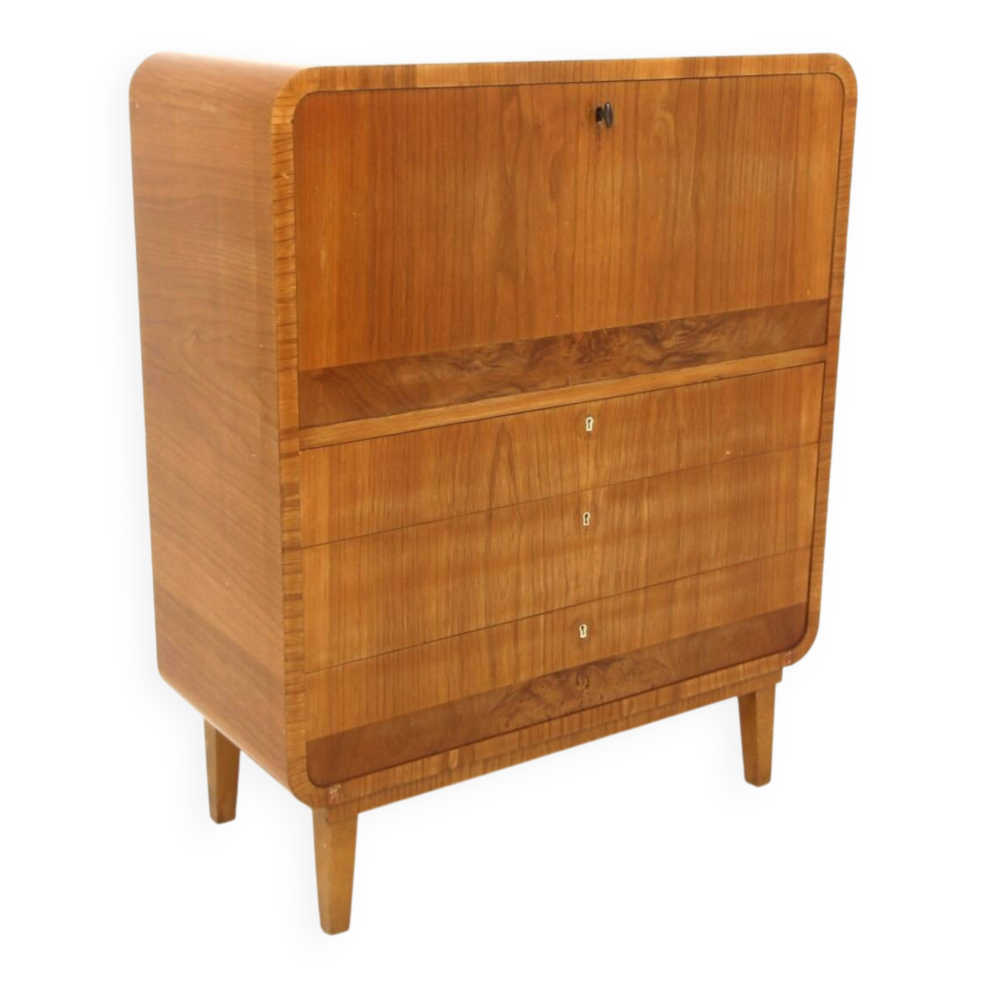 Scandinavian secretary in elm, Swedish modern, Sweden, 1940.