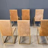 Brass dining chairs by Belgochrom, 1970s - set of 6