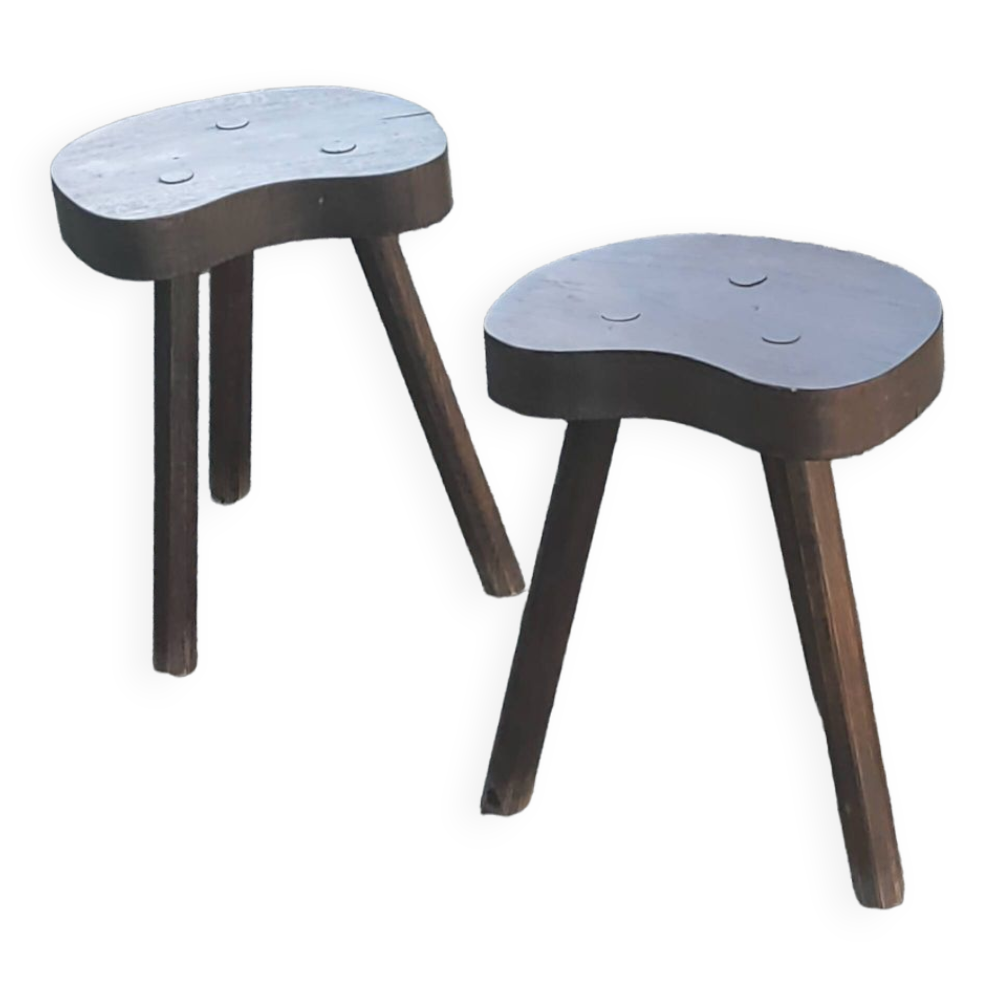 Pair of vintage shepherd stools in solid oak