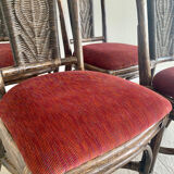 Set of 4 rattan chairs, 70s