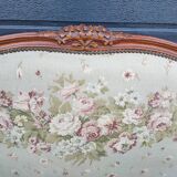 antique fabric and wood headboard