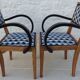2 bridge armchairs in solid wood with totally restyled fabrics