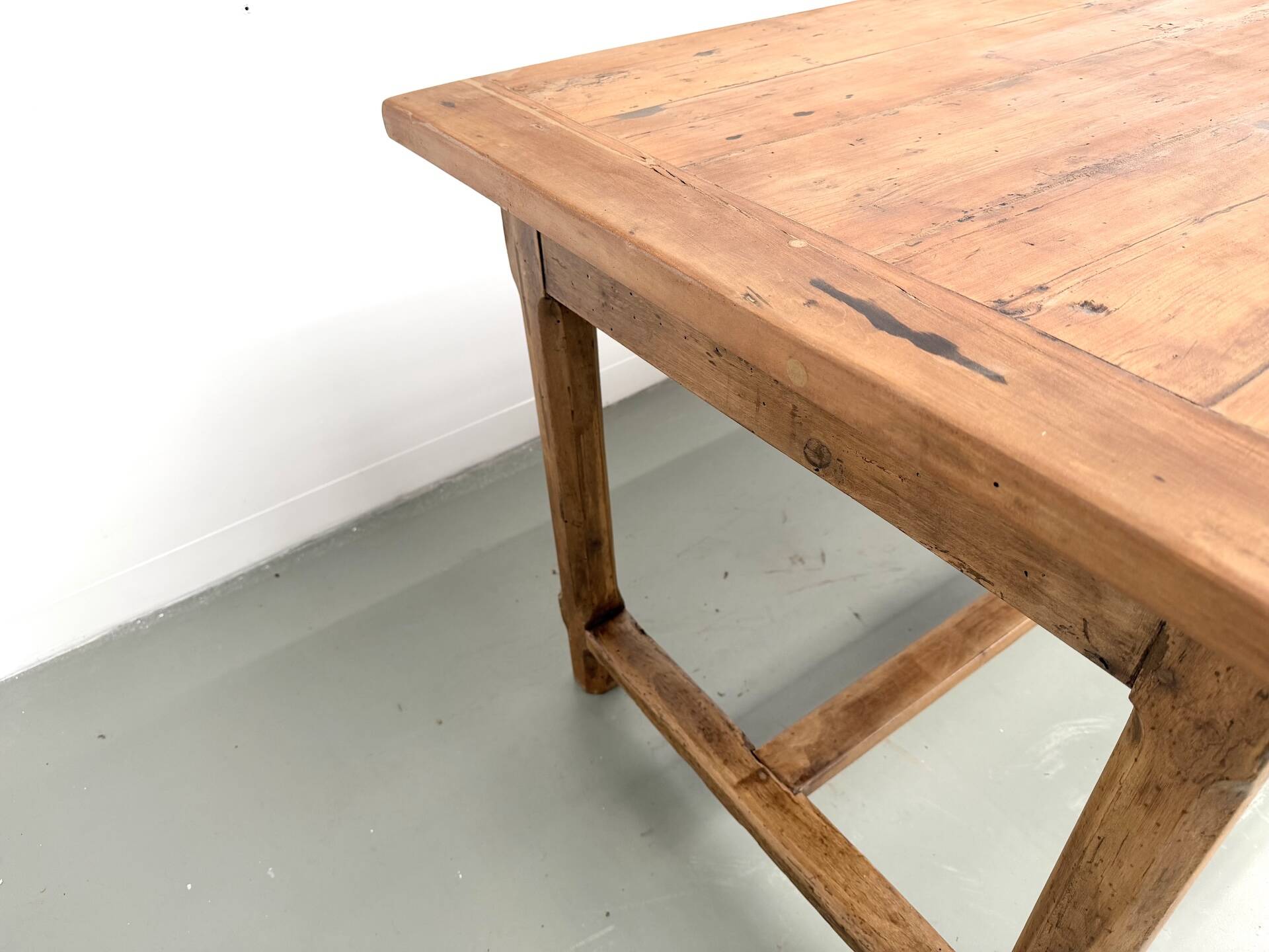 Farm table in solid cherry wood, one drawer, 1950s.