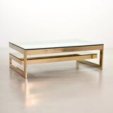 Belgo-Chrom Architectural G-Table 23-Carat Goldplated with Glass Tops 1970s