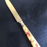 Dessert cutlery service of 12 horn and vermeil knives