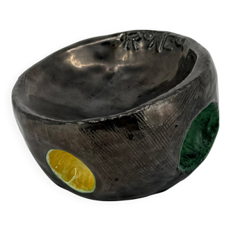 Ronéo black enamelled ceramic pocket emptier by Jean Kounietz