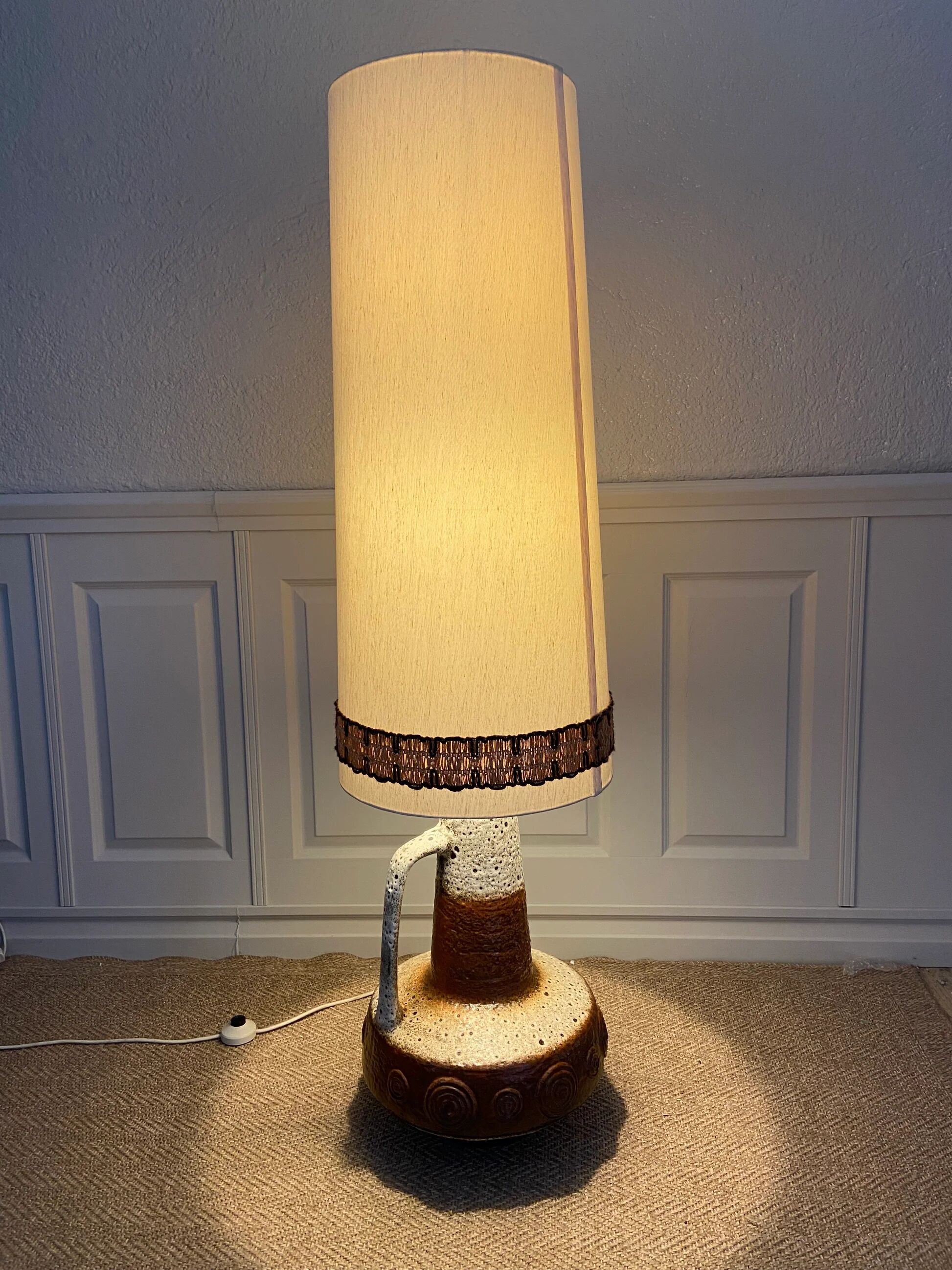 XL floor lamp by Hustadt Leuchten, studio ceramic, 1970s, mid-century, vintage, brutalist, fat lava
