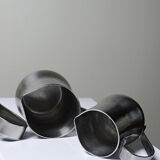 Set of 4 vintage bar measures in brushed stainless steel from the 60s-70s.