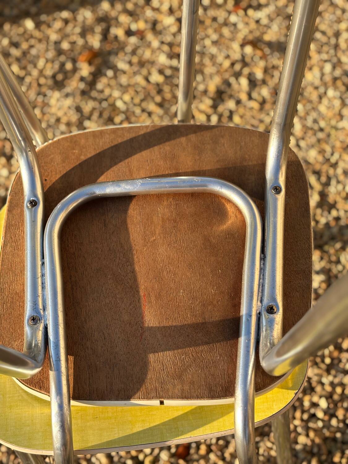 Pair of yellow Formica chairs