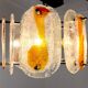Murano mazzega chandelier, orange frosted glass, italy, 1970
